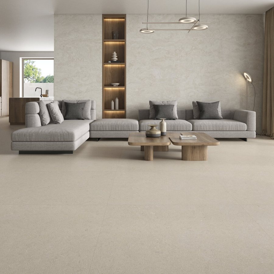 Grès cérame Tau Calcare Linen en 120 × 120