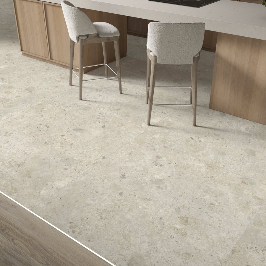 Grès cérame effet terrazzo Tau Qatar White 60 × 120